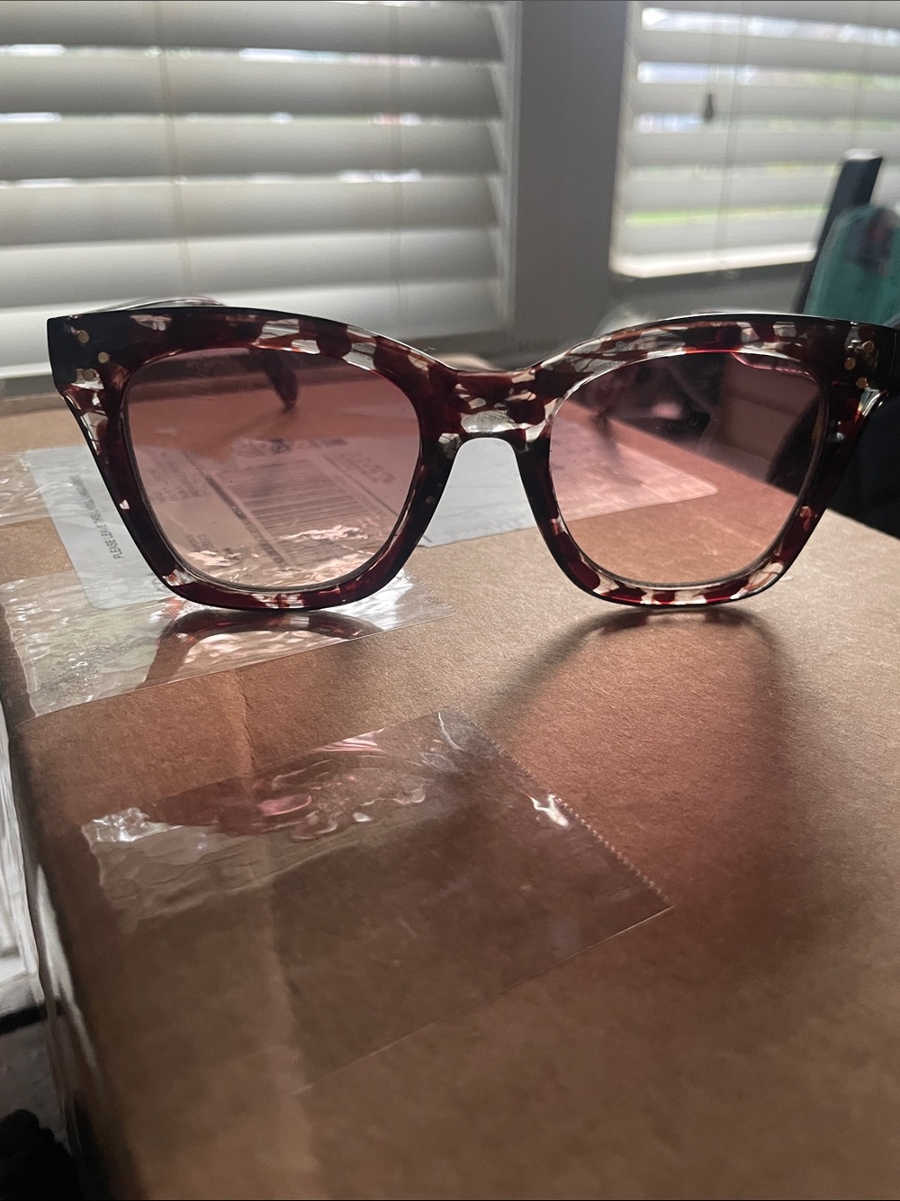BCBG Tortoiseshell Frame Sunglasses with Pink Lenses